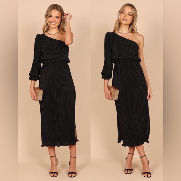 Petal & Pup - Pontee One Shoulder Pleated Midi Dress - Picture 6 of 6